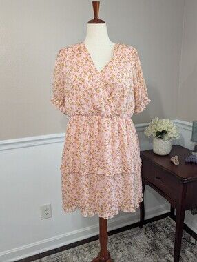 Inspired Hearts Pastel Pink And Yellow Ruffle Dress, Size 2X